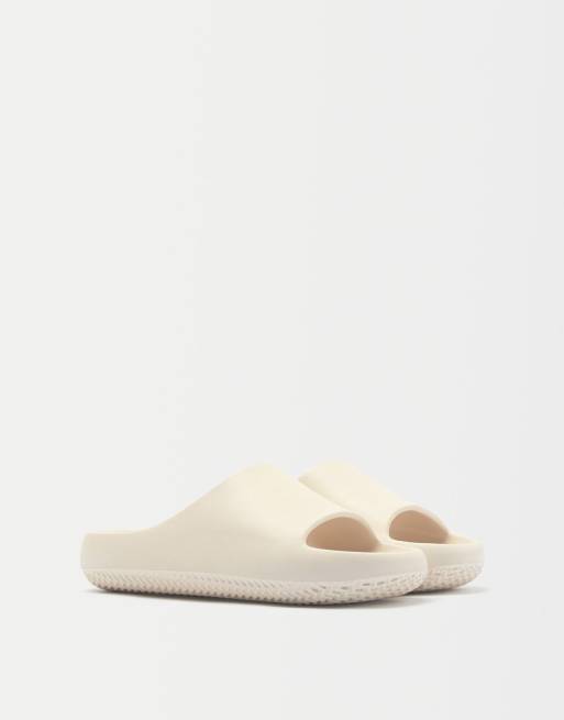 Bershka lounge slider in ecru | ASOS