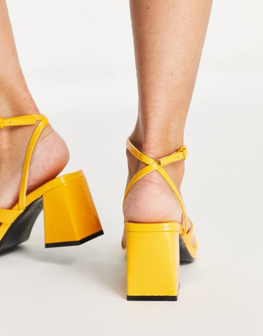 Yellow sandals low store heel