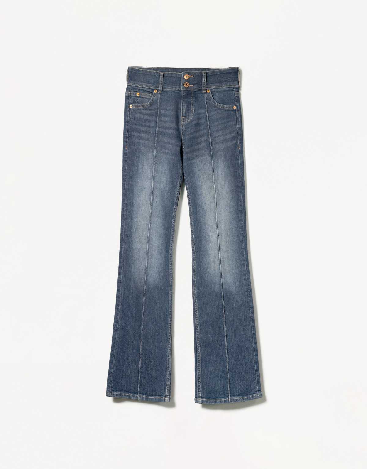 Bershka low rise boot cut jeans in blue