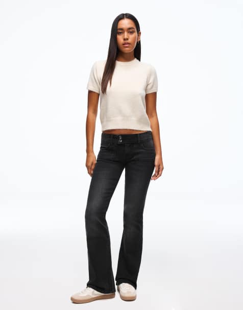 Bershka Low rise bootcut jeans in black - view 1