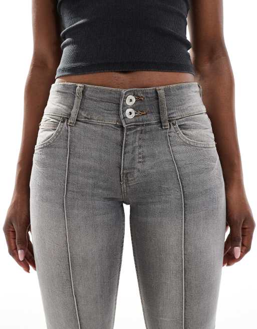 Bershka low rise flare jeans in gray wash ASOS