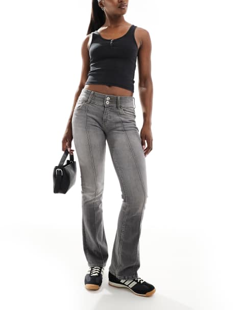 Bershka low rise flared jeans in grey wash - view 1