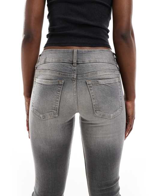 Bershka low rise flared jeans in grey wash ASOS
