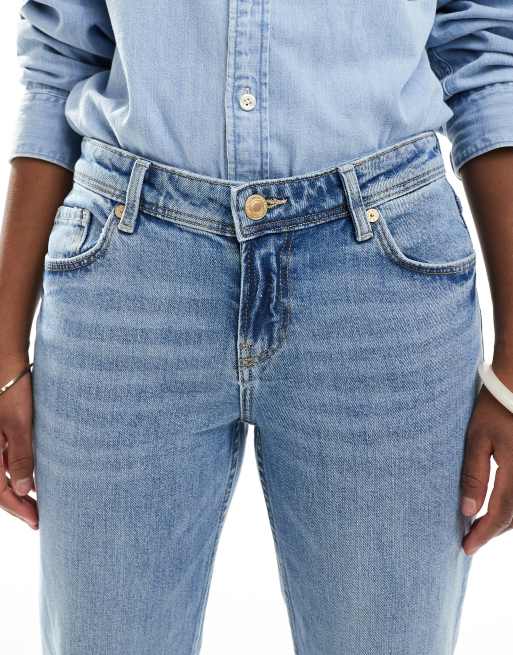 Bershka low rise flared jeans in light blue wash