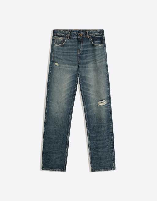 Bershka Low-rise jeans in denim blue, 2 of 4