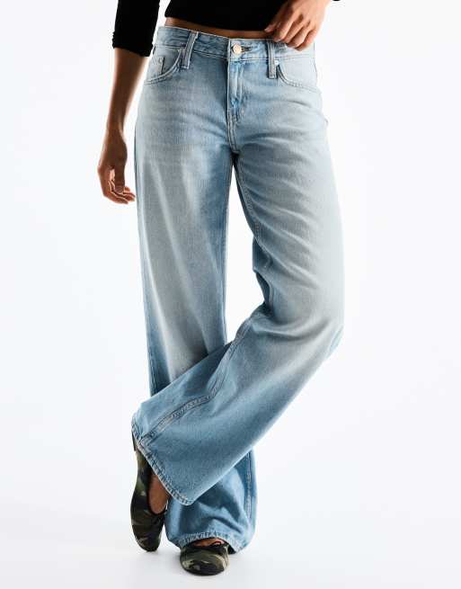Bershka Low-rise jeans in mid blue, 4 of 6