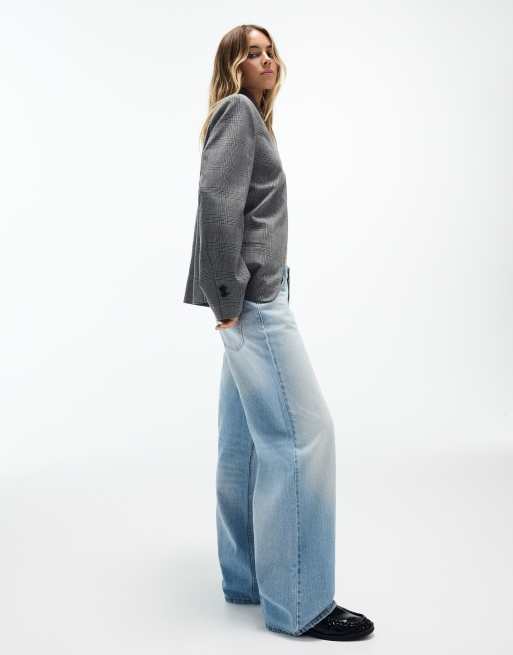 Bershka Low-rise jeans in mid blue, 5 of 6