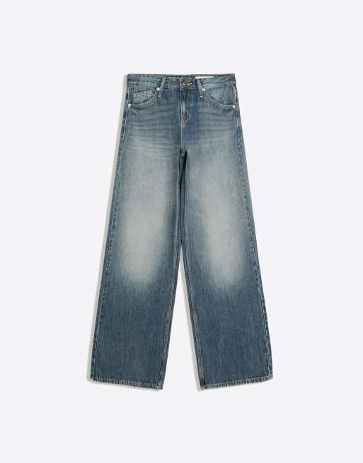 Bershka Low-Rise Straight Jeans in Blau, 6 von 6