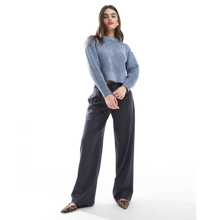 Bershka low rise wide leg tailored pants in gray | ASOS