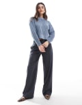 [Bershka] Bershka low rise wide leg tailored pants in grey 16 GREY