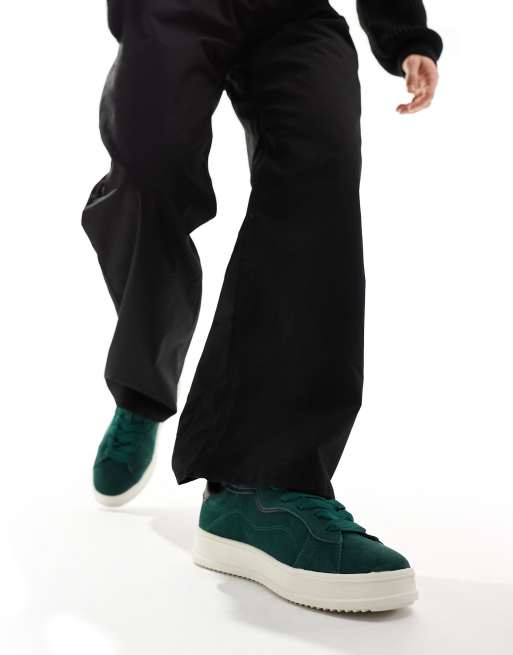 Bershka low sneakers in forest green