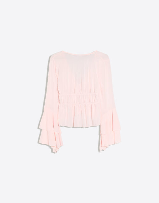 Bershka løs T-shirt med flæser i pink, 3 af 5