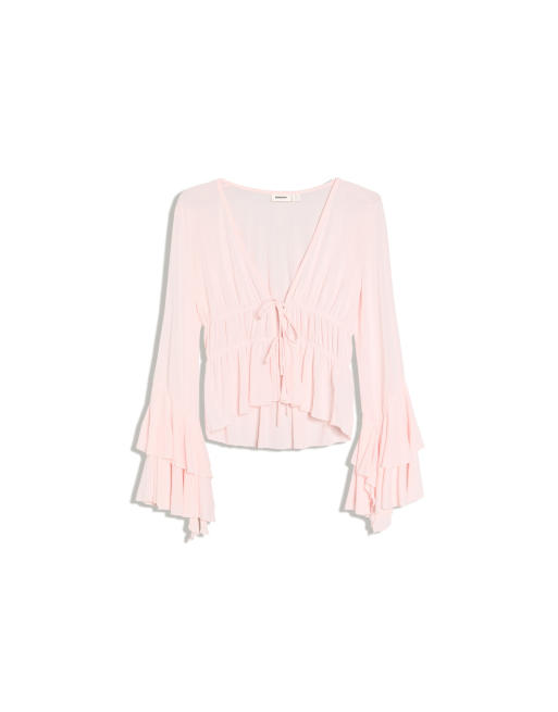 Bershka løs T-shirt med flæser i pink, 4 af 5