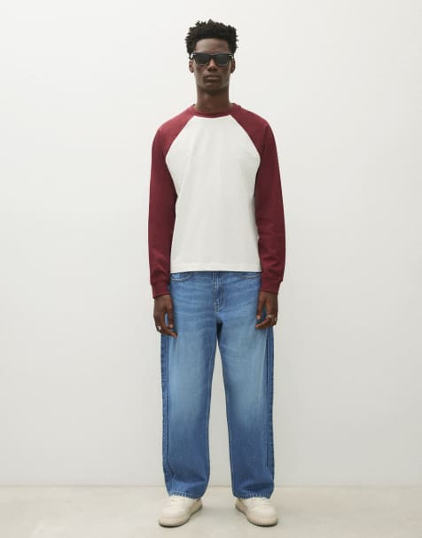 Bershka løstsiddende jeans i denimblå - view 1