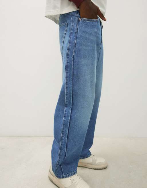 Bershka løstsiddende jeans i denimblå, 4 af 6