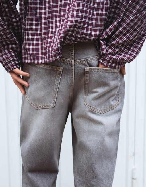 Bershka løstsiddende jeans i lysegrå, 2 af 5