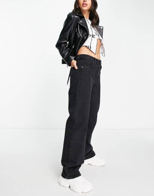 Bershka - Løstsiddende, sorte dad-jeans