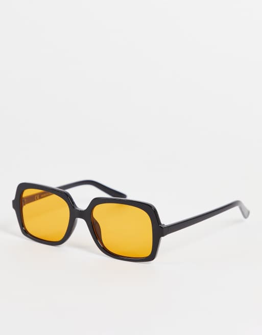 Bershka Lunettes carr es verres orange Noir ASOS