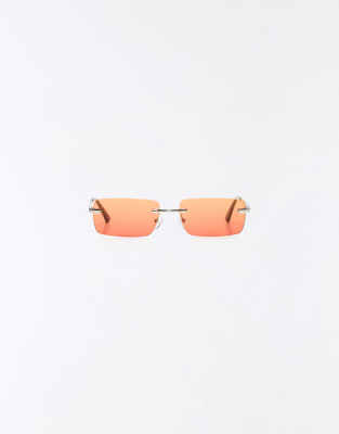 Bershka - Lunettes de soleil à monture invisible - Orange