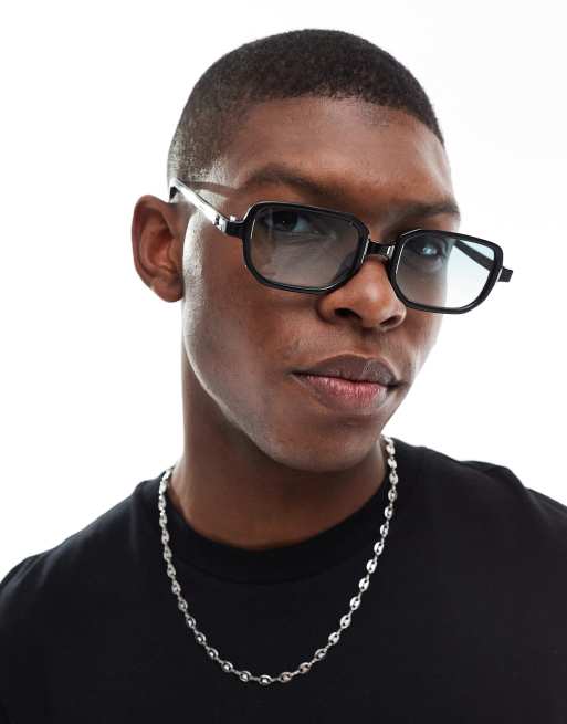 Bershka - Lunettes de soleil à verres teintés bleus - Noir
