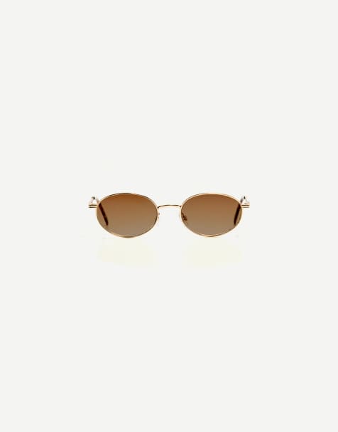 Bershka - Lunettes de soleil en métal - Beige - view 1