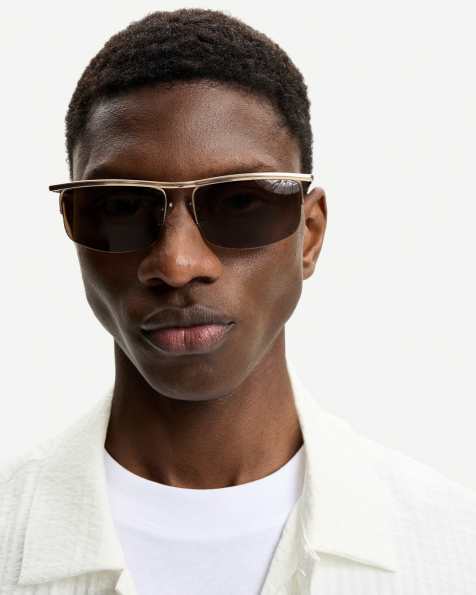 Bershka - Lunettes de soleil en métal - Marron - view 1