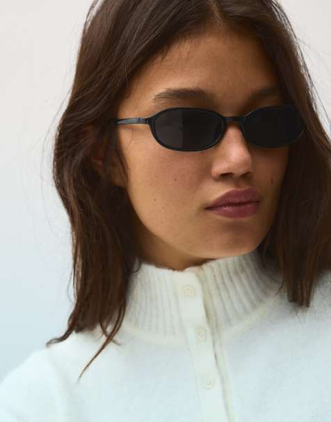 Bershka lunettes de soleil ovales noires - view 1