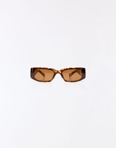 Bershka - Lunettes de soleil rectangulaires - Marron - view 1
