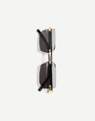 Bershka - Lunettes de soleil rectangulaires - Noir