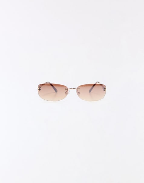 Bershka - Lunettes de soleil sans monture - Marron - view 1