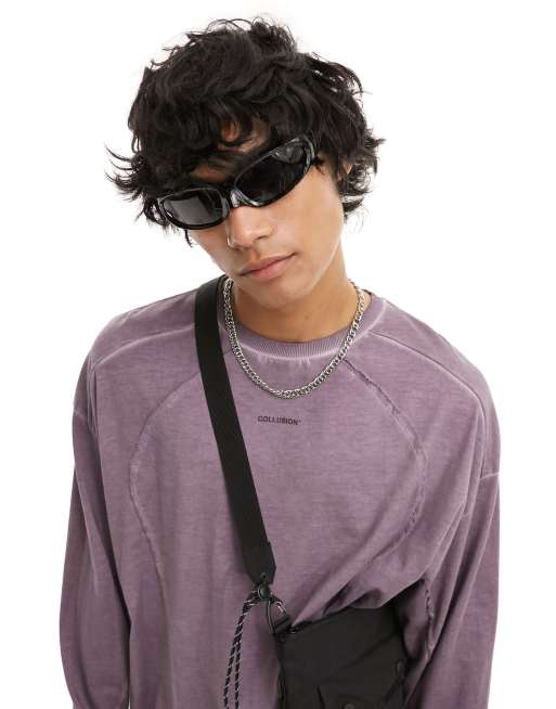 Bershka - Lunettes de soleil techniques style sport - Noir 