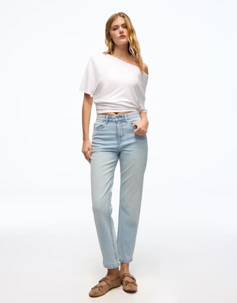 Bershka - Lyseblå jeans i mom-pasform - view 1