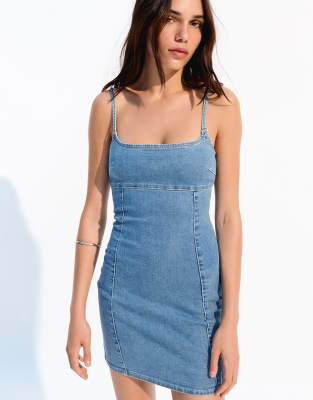 Bershka - Lyseblå og kort denimkjole - view 1