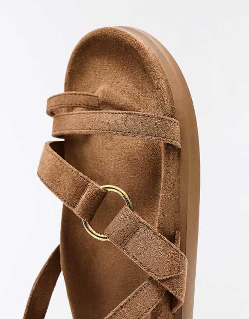 Bershka - Lysebrune flade sandaler, 4 af 4