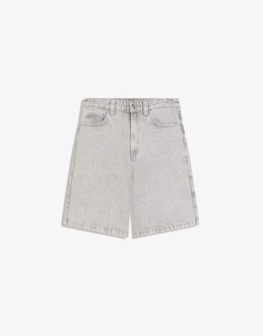 Bershka - Lysegrå baggy denimshorts, 5 af 5