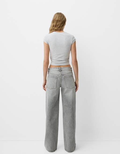 Bershka - Lysegrå boyfriend-jeans, 3 af 4