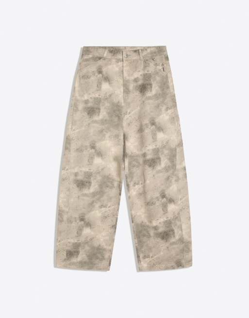 Bershka - Lysegrå bukser med tøndeformede ben og print, 7 af 7