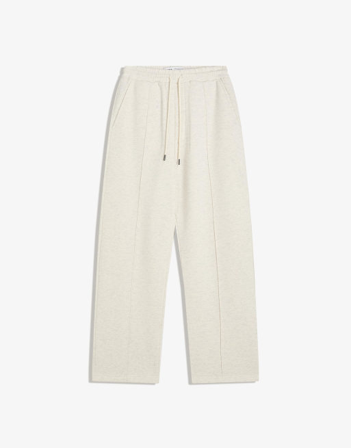Bershka - Lysegrå bukser med vide ben, 3 af 4