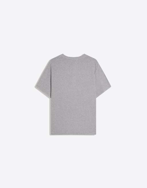 Bershka - Lysegrå henley-T-shirt med lange ærmer i slim fit, 6 af 7