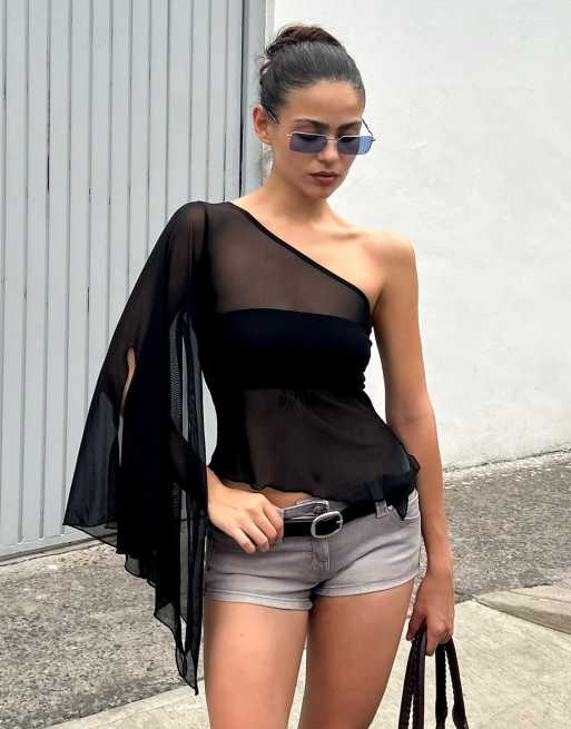 Bershka - Lysegrå mini-denimshorts, 3 af 6
