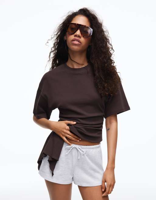 Bershka - Lysegrå plyssede shorts med elastisk talje, 2 af 4