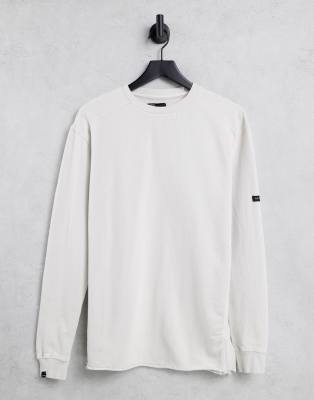 Bershka - Maglietta a maniche lunghe bianca con dettaglio sulla manica