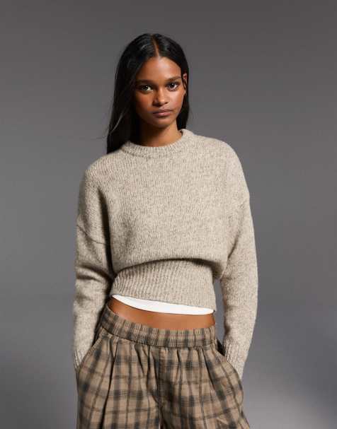 Bershka - Maglione aderente in vita marrone - view 1