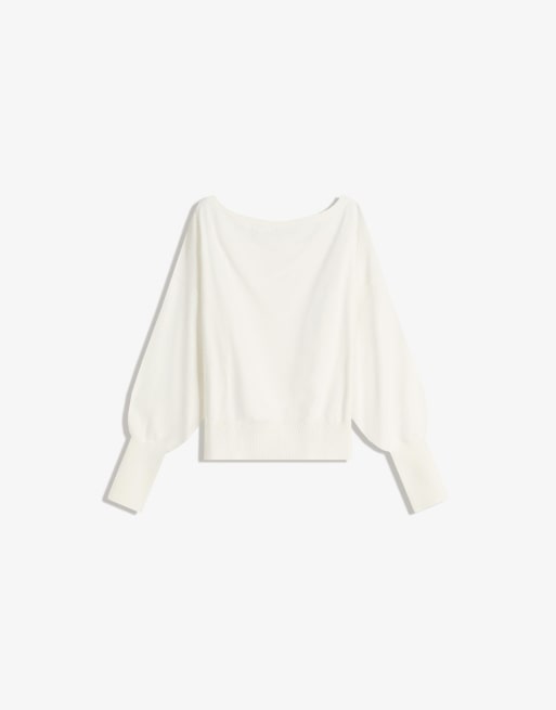 Bershka - Maglione asimmetrico écru con fondo a coste, 4 di 4