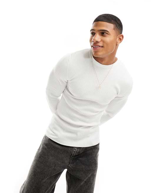 Bershka - Maglione bianco a coste