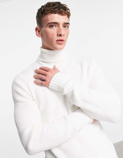 Maglione bianco collo sales alto uomo