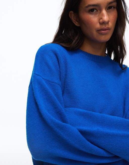 Bershka - Maglione blu con scollo rotondo, 2 di 5