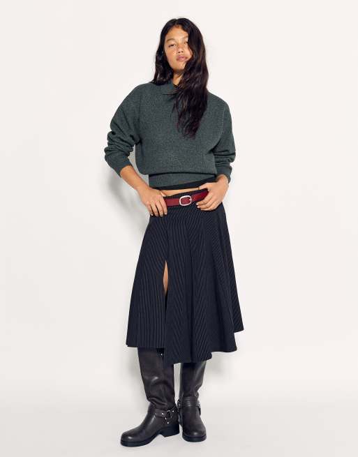 Bershka maglione boxy con colletto polo e bottoni grigio, 4 di 5