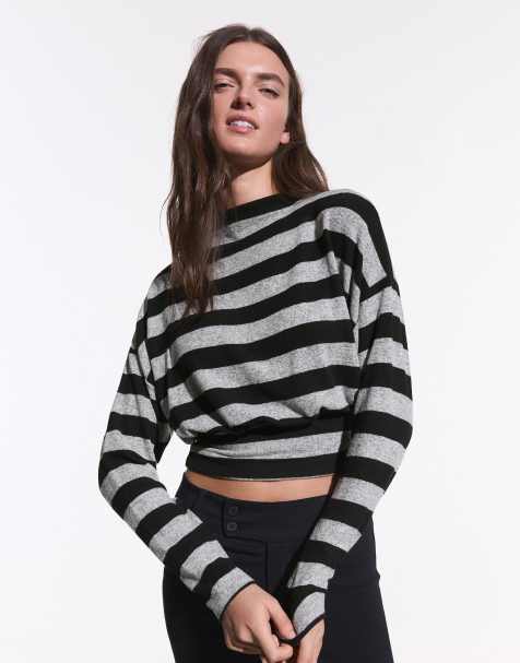 Bershka - Maglione con collo a lupetto grigio e nero - view 1