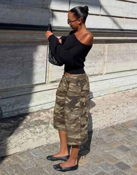 Bershka maglione con scollo asimmetrico nero - view 1